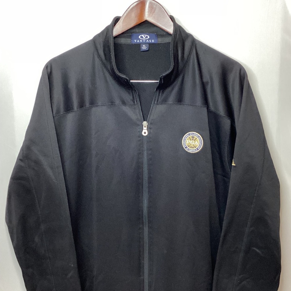 Vantage PGA Golf Jacket XL Full Zip Black Lightweight Professional Golfer